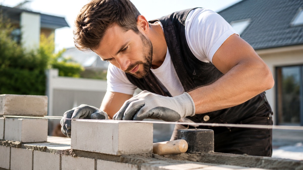 Präzise handwerkliche Ausführung von Mauerwerk
